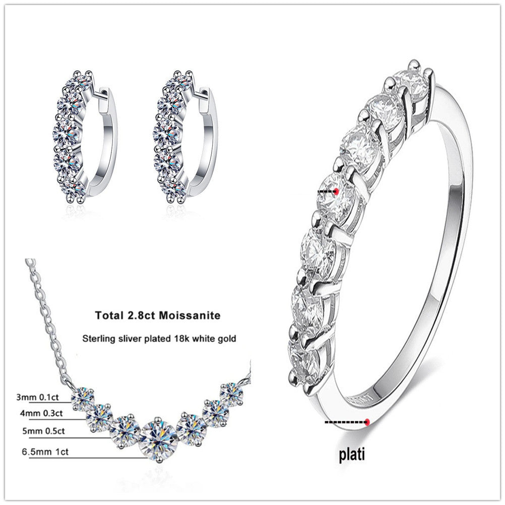 4.5 Karat Moissanite Suit Sterling Silver Jewelry Suit